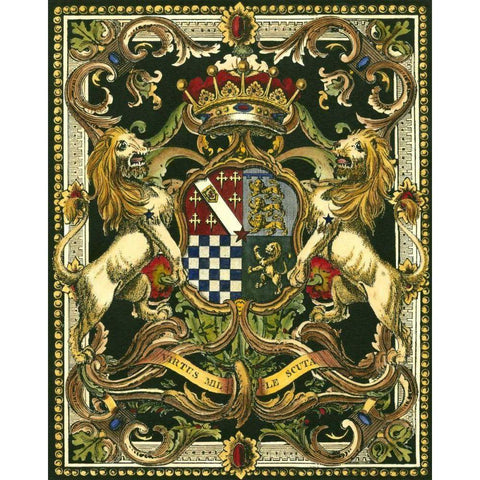 Crest on Black II Gold Ornate Wood Framed Art Print with Double Matting by Vision Studio