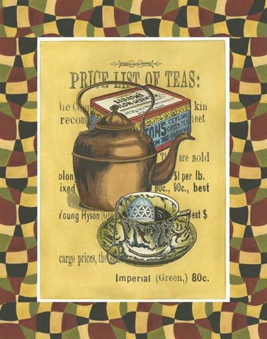 Tea Leaves White Modern Wood Framed Art Print with Double Matting by Unknown