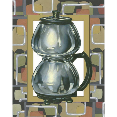 Junes Coffee Pot Black Modern Wood Framed Art Print with Double Matting by Bookman, D.