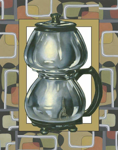 Junes Coffee Pot White Modern Wood Framed Art Print with Double Matting by Bookman, D.