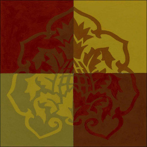 Block Print I Gold Ornate Wood Framed Art Print with Double Matting by Unknown