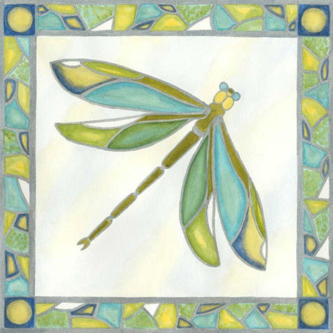 Mini Luminous Dragonfly II White Modern Wood Framed Art Print with Double Matting by Lam, Vanna