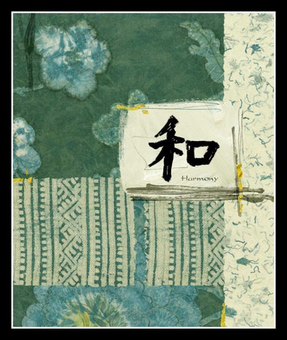 Sea Blue Harmony White Modern Wood Framed Art Print with Double Matting by Vision Studio