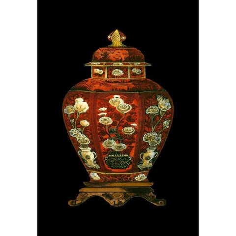 Red Porcelain Vase I Black Modern Wood Framed Art Print with Double Matting by Unknown