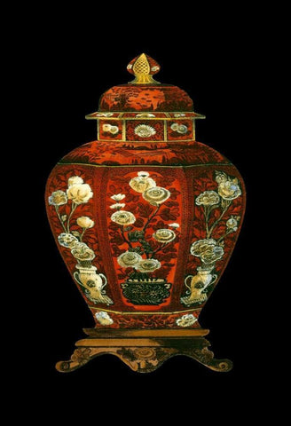 Red Porcelain Vase I Black Ornate Wood Framed Art Print with Double Matting by Unknown