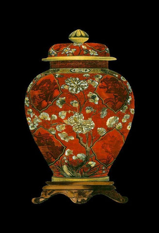 Red Porcelain Vase II Black Ornate Wood Framed Art Print with Double Matting by Unknown