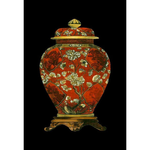 Red Porcelain Vase II Black Modern Wood Framed Art Print with Double Matting by Unknown