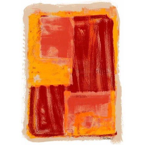 Monoprint IV Black Modern Wood Framed Art Print with Double Matting by Stramel, Renee W.