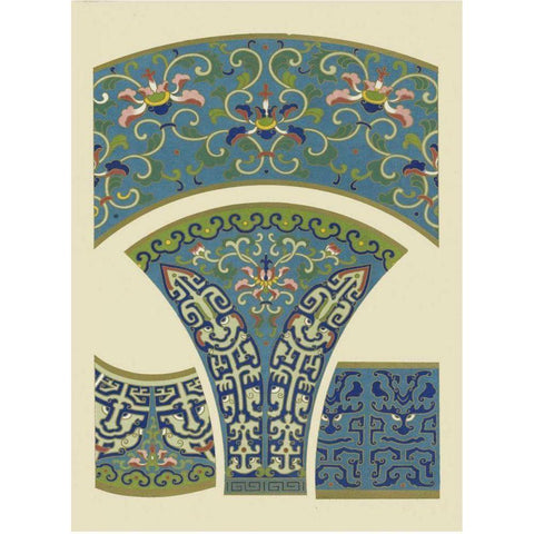 Blue Oriental Designs I Black Modern Wood Framed Art Print by Vision Studio