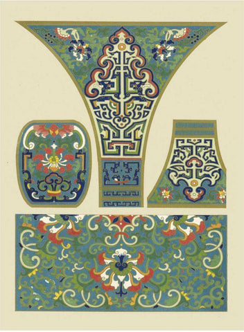 Blue Oriental Designs II Black Ornate Wood Framed Art Print with Double Matting by Vision Studio