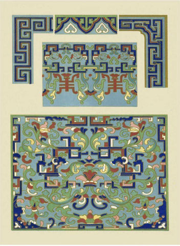 Blue Oriental Designs III White Modern Wood Framed Art Print with Double Matting by Vision Studio
