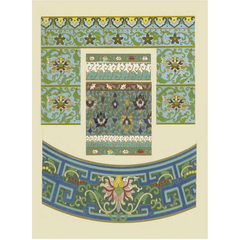 Blue Oriental Designs IV Gold Ornate Wood Framed Art Print with Double Matting by Vision Studio