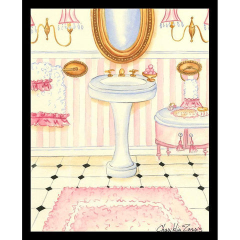 Chic Bath w/ border (TS) I White Modern Wood Framed Art Print by Zarris, Chariklia