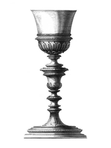 Black and White Goblet I Black Ornate Wood Framed Art Print with Double Matting by Giardini, Giovanni