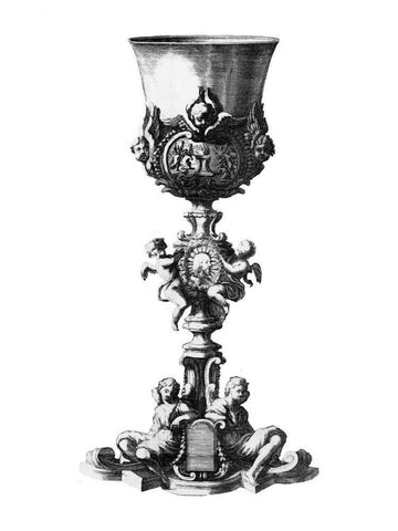 Black and White Goblet III Black Ornate Wood Framed Art Print with Double Matting by Giardini, Giovanni