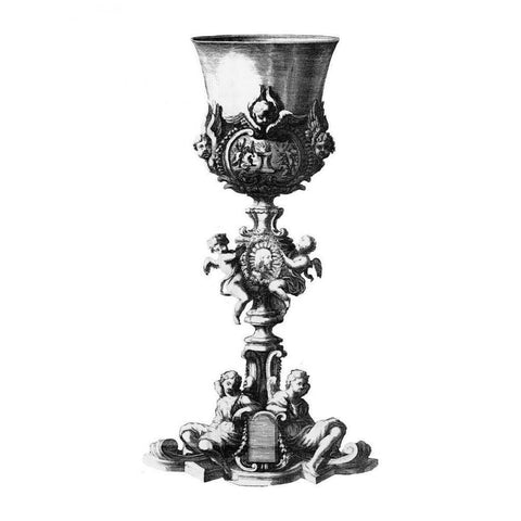 Black and White Goblet III Gold Ornate Wood Framed Art Print with Double Matting by Giardini, Giovanni