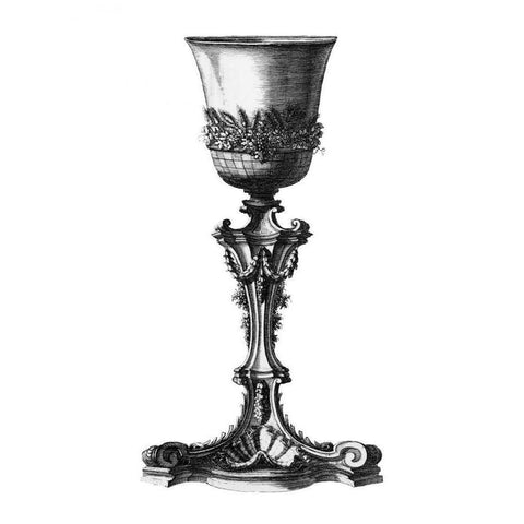 Black and White Goblet IV Gold Ornate Wood Framed Art Print with Double Matting by Giardini, Giovanni