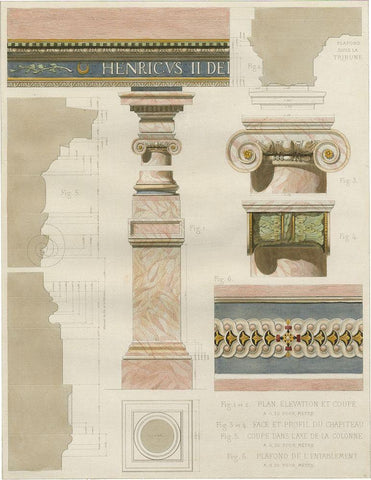 Palais de Fontainbleu I White Modern Wood Framed Art Print with Double Matting by Pfnor, R