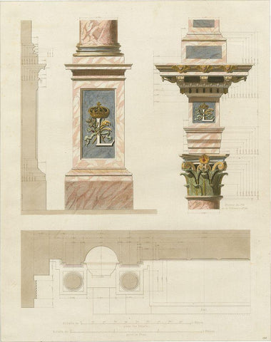 Palais de Fontainbleu II Black Ornate Wood Framed Art Print with Double Matting by Pfnor, R