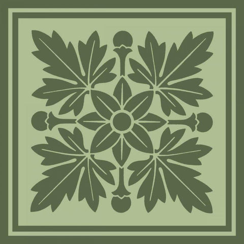 Tonal Woodblock in Green I Gold Ornate Wood Framed Art Print with Double Matting by Vision Studio