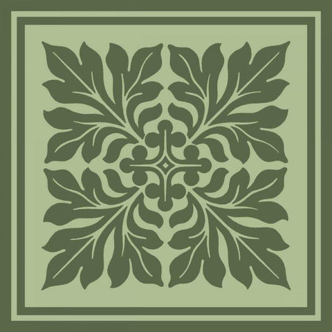 Tonal Woodblock in Green II Black Modern Wood Framed Art Print with Double Matting by Vision Studio