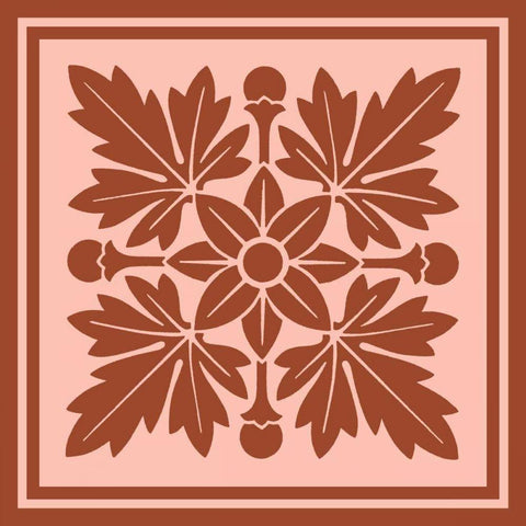 Tonal Woodblock in Coral I Black Modern Wood Framed Art Print with Double Matting by Vision Studio