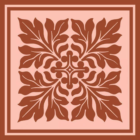 Tonal Woodblock in Coral II Black Modern Wood Framed Art Print with Double Matting by Vision Studio