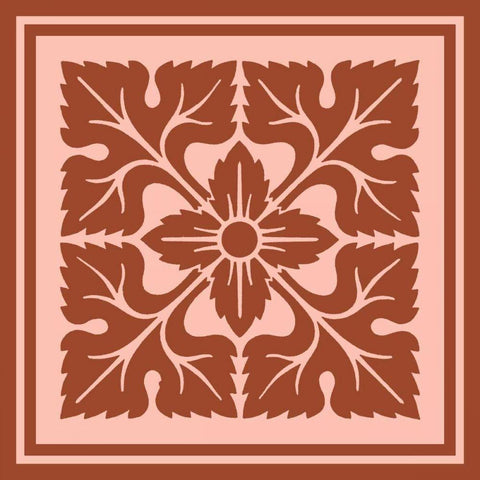 Tonal Woodblock in Coral IV Gold Ornate Wood Framed Art Print with Double Matting by Vision Studio