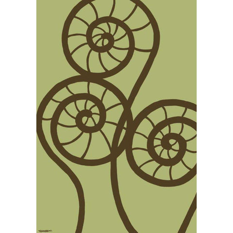 Dichromatic Fiddleheads II Gold Ornate Wood Framed Art Print with Double Matting by Lam, Vanna
