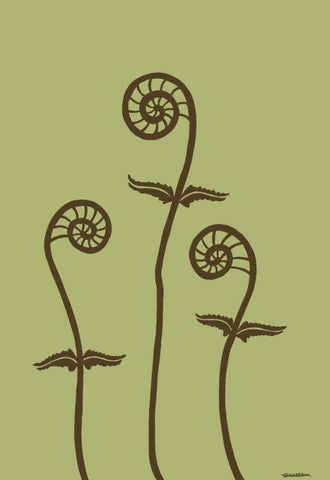 Dichromatic Fiddleheads III Black Ornate Wood Framed Art Print with Double Matting by Lam, Vanna