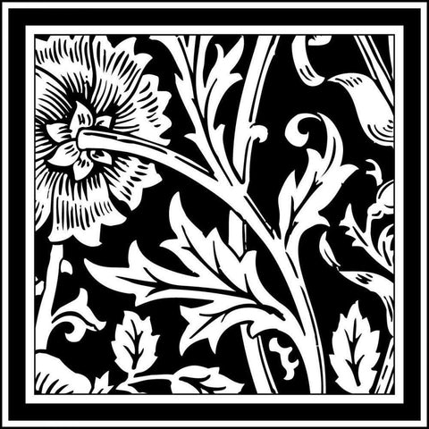 Printed Graphic Floral Motif IV  Black Ornate Wood Framed Art Print with Double Matting by Vision Studio