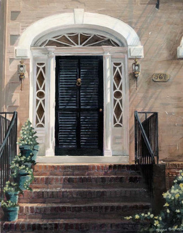 Custom Robinson Street White Modern Wood Framed Art Print with Double Matting by Meagher, Megan