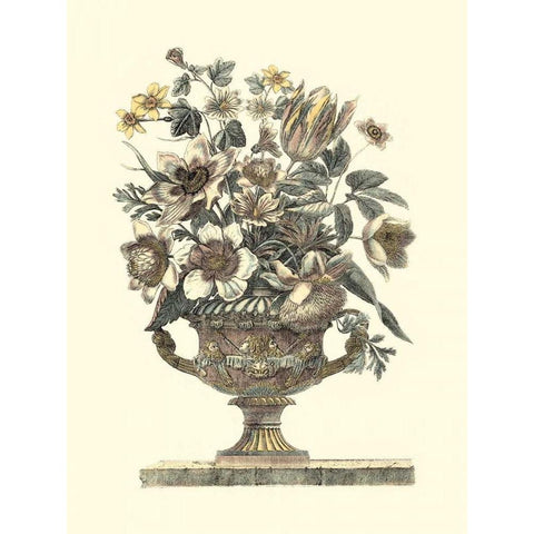 Flowers in an Urn I - Sepia Gold Ornate Wood Framed Art Print with Double Matting by Piranesi, Roy