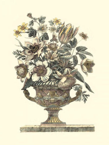 Flowers in an Urn I - Sepia Black Ornate Wood Framed Art Print with Double Matting by Piranesi, Roy