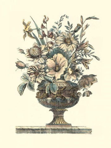 Flowers in an Urn II - Sepia White Modern Wood Framed Art Print with Double Matting by Piranesi, Roy