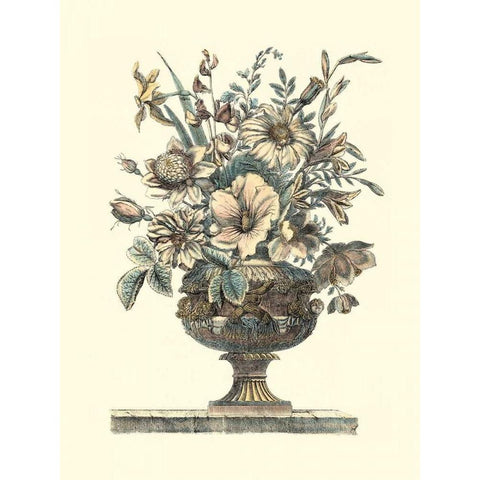 Flowers in an Urn II - Sepia Black Modern Wood Framed Art Print by Piranesi, Roy
