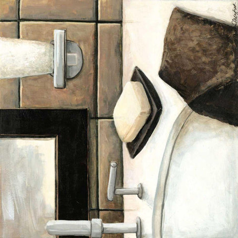 Modern Bath Elements I White Modern Wood Framed Art Print with Double Matting by Meagher, Megan