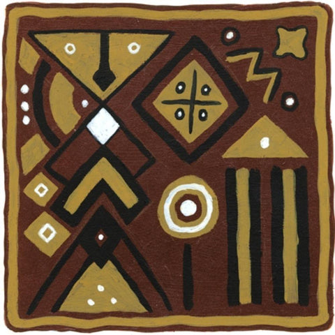 Tribal Rhythms IV White Modern Wood Framed Art Print with Double Matting by Roper, Virginia A.