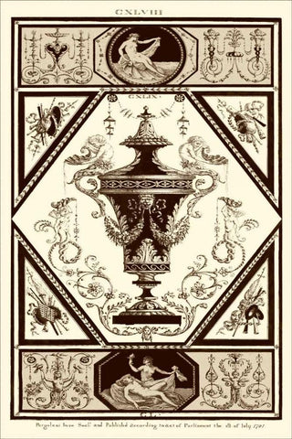 Sepia Pergolesi Urn I Black Ornate Wood Framed Art Print with Double Matting by Pergolesi, Michel