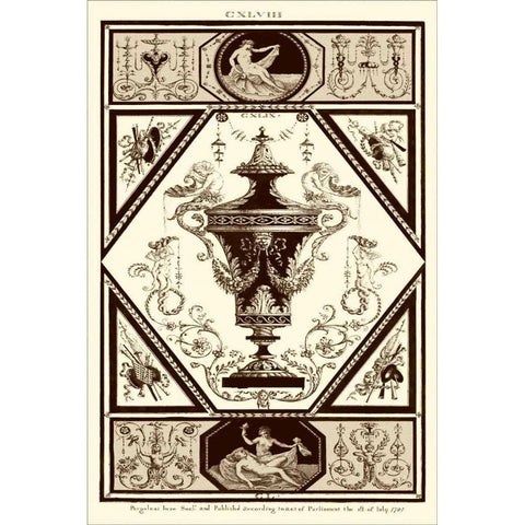 Sepia Pergolesi Urn I Gold Ornate Wood Framed Art Print with Double Matting by Pergolesi, Michel