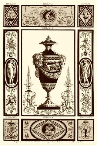 Sepia Pergolesi Urn II Black Ornate Wood Framed Art Print with Double Matting by Pergolesi, Michel