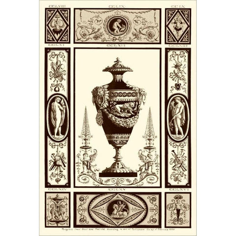 Sepia Pergolesi Urn II Black Modern Wood Framed Art Print by Pergolesi, Michel