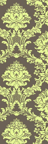 Small Vivid Damask in Green I White Modern Wood Framed Art Print with Double Matting by Vision Studio