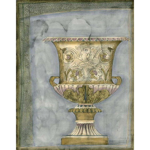Small Urn and Damask I Gold Ornate Wood Framed Art Print with Double Matting by Goldberger, Jennifer