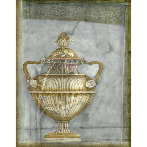 Small Urn and Damask II Black Modern Wood Framed Art Print by Goldberger, Jennifer
