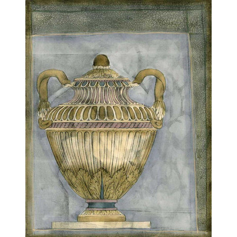 Small Urn and Damask III Gold Ornate Wood Framed Art Print with Double Matting by Goldberger, Jennifer