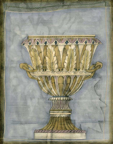 Small Urn and Damask IV Black Ornate Wood Framed Art Print with Double Matting by Goldberger, Jennifer