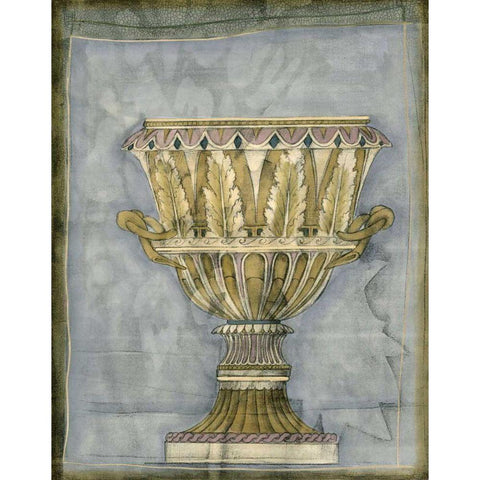 Small Urn and Damask IV White Modern Wood Framed Art Print by Goldberger, Jennifer