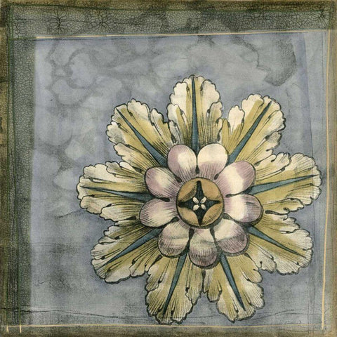 Small Rosette and Damask II  Black Ornate Wood Framed Art Print with Double Matting by Goldberger, Jennifer