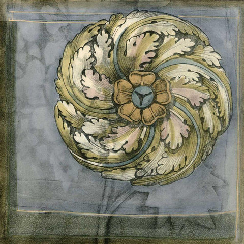 Small Rosette and Damask III  Black Ornate Wood Framed Art Print with Double Matting by Goldberger, Jennifer